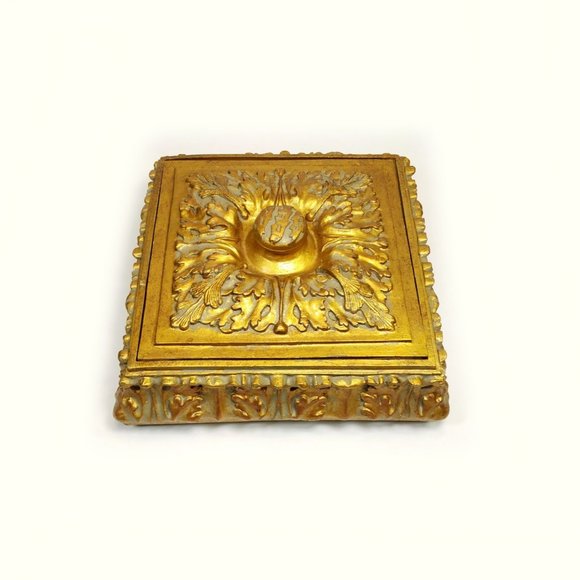 Gold Ornate Jewelry Trinket Box with Lid by World Bazaars - Picture 9 of 9